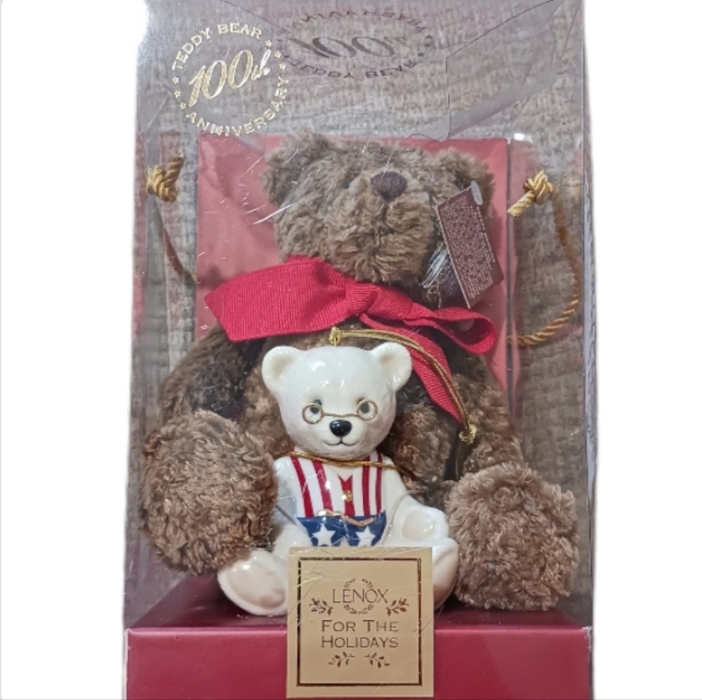 LENOX 100TH Anniversary American Bears Ornament & Teddy Plush Set - Picture 2 of 10